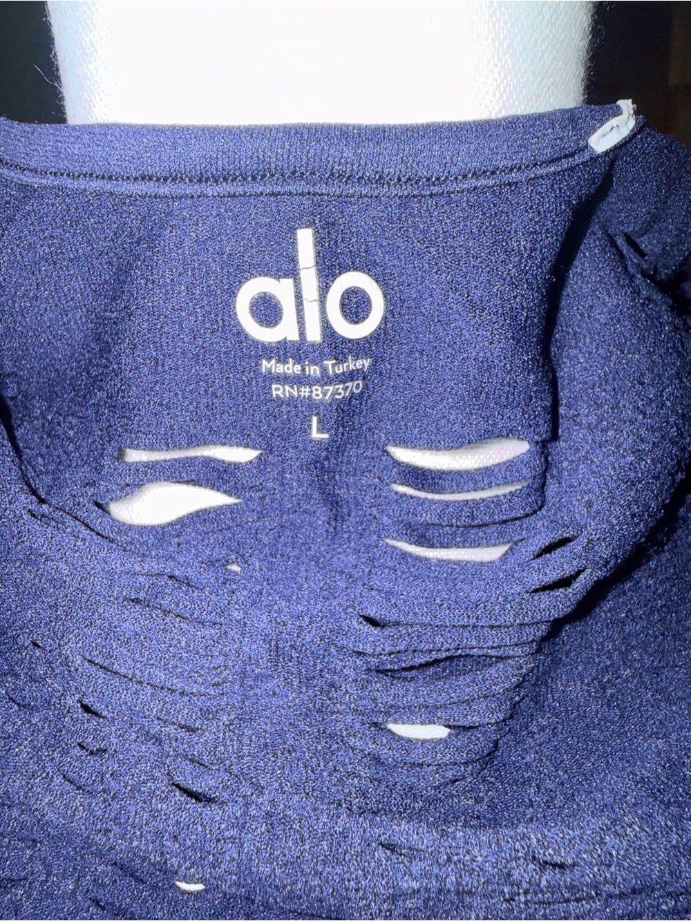 ALO Yoga Navy Openwork Long Sleeve Top - Picture 3 of 3